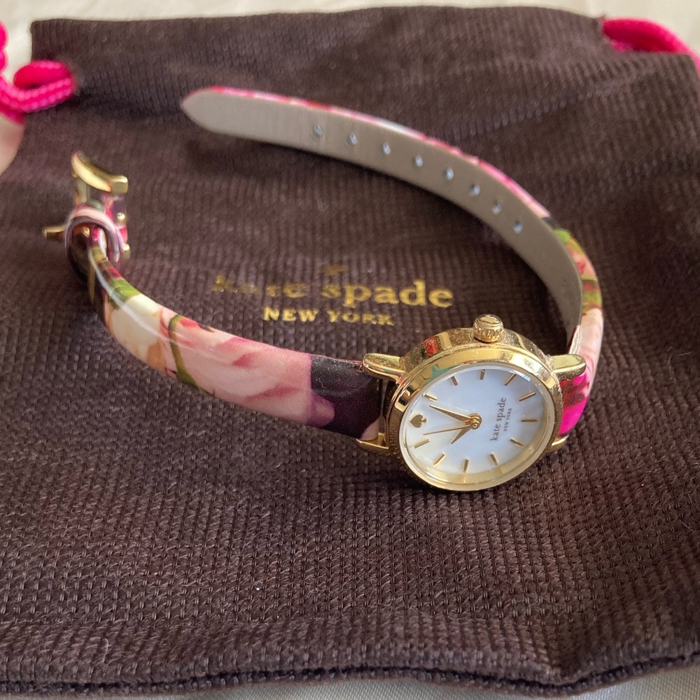 Kate Spade Gold and Pink Watch with Elegant Floral Design